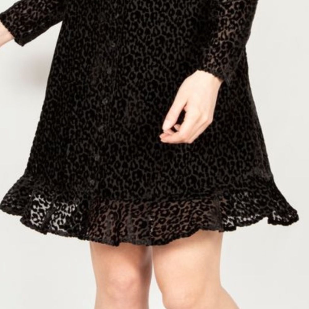 The Kooples Short Buttoned Dress Smocking EUC Black Burnout Ruffle EUC 0 - Picture 5 of 15